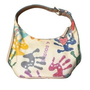 Vintage Y2K Dooney and Bourke Colorful Eclectic Handprint Mini Shoulder Bag